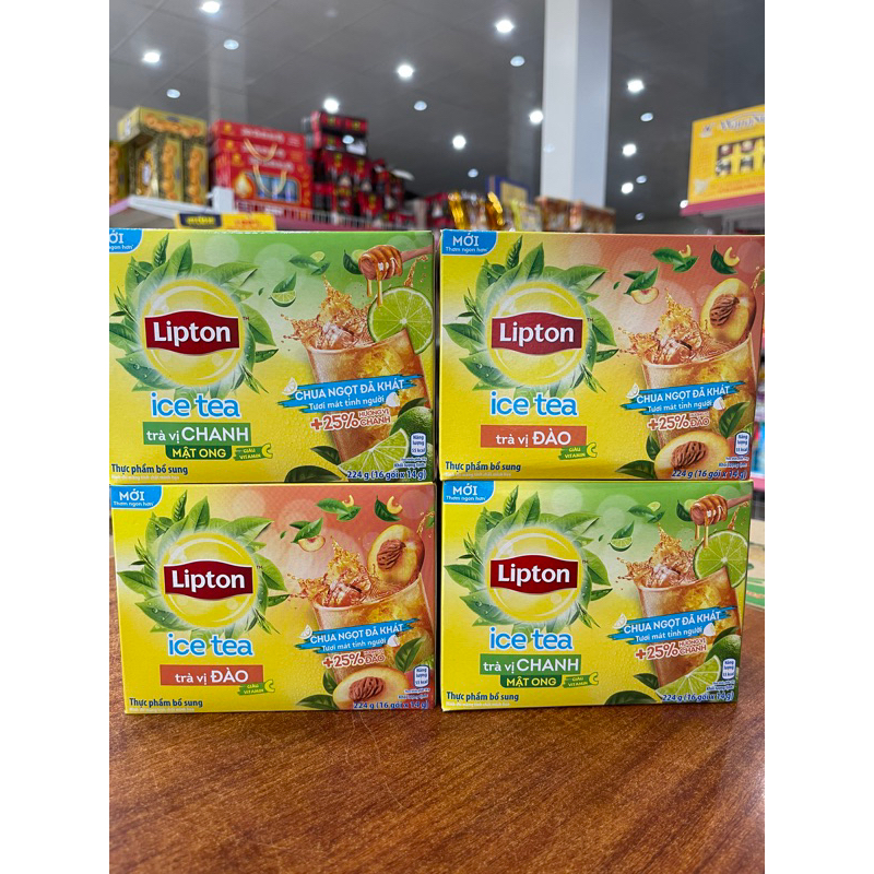 Trà lipton ice tea vị chanh / vị đào  224g