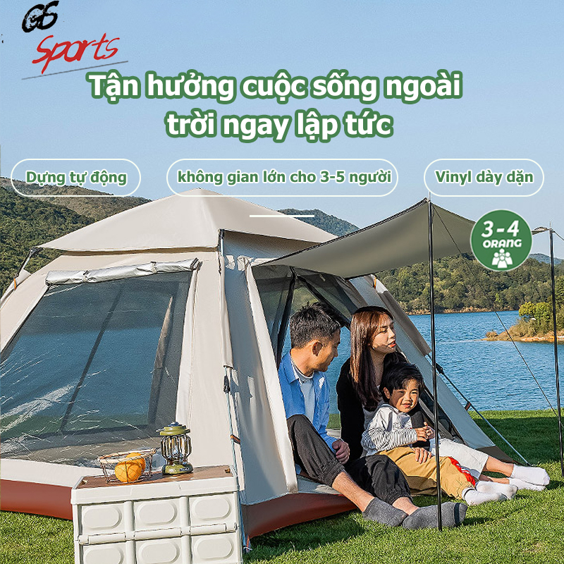 Lều cắm trại cho 3-4 người lều picnic tự động chống nắng chống mưa hai tầng cắm trại lều