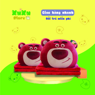 Gấu dâu mặt gấu dâu kèm chăn 2 trong 1