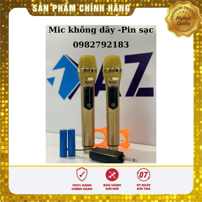 Micro đôi không dây AZPRO Az236 hát karaoke ,Mic dùng cho mọi loa kéo âm ly chống hú cực tốt