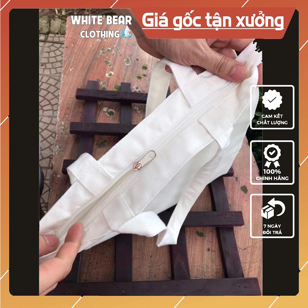 Túi vải đeo vai White Bear Clothing in Đà Lạt kích thước 32x38 cm