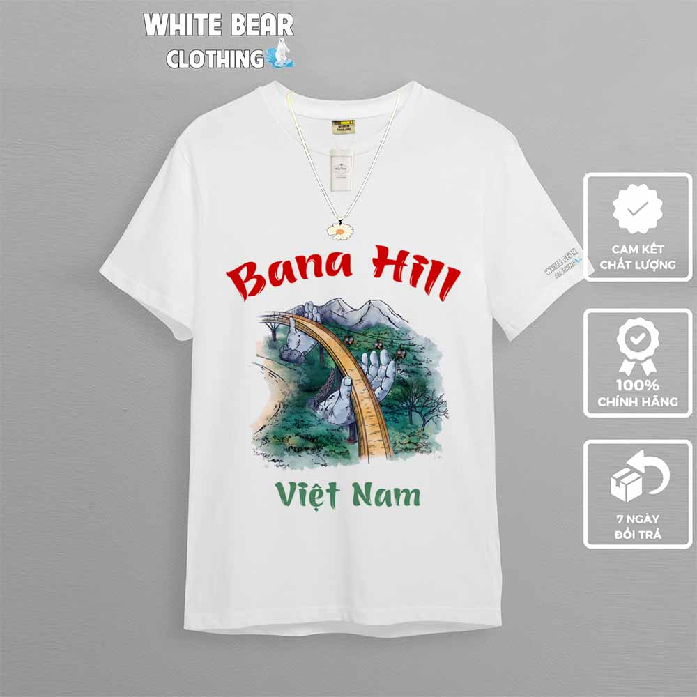 Áo thun White Bear Clothing du lịch Bana Hill vải Cotton Thái Lan