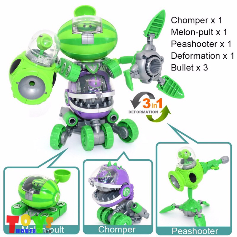 Đồ Chơi PvZ Robot Cây Ăn Thịt Biến Hình Xe Mô Tô Chiến Đấu