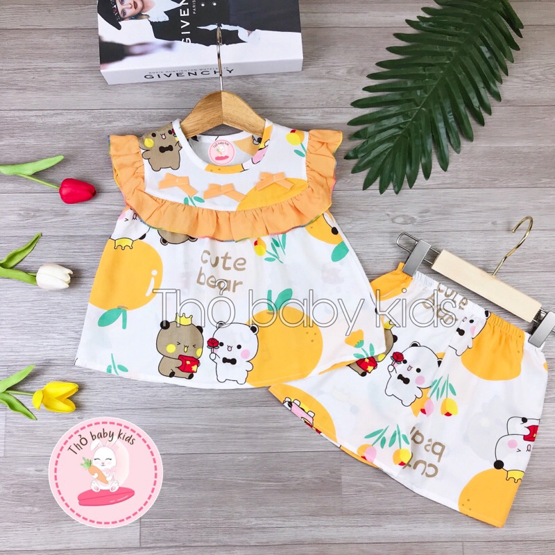 Bộ tole bé gái, bộ lanh bé gái vải tole, lanh mềm mát thấm hút mồ hôi tốt thỏ baby kids