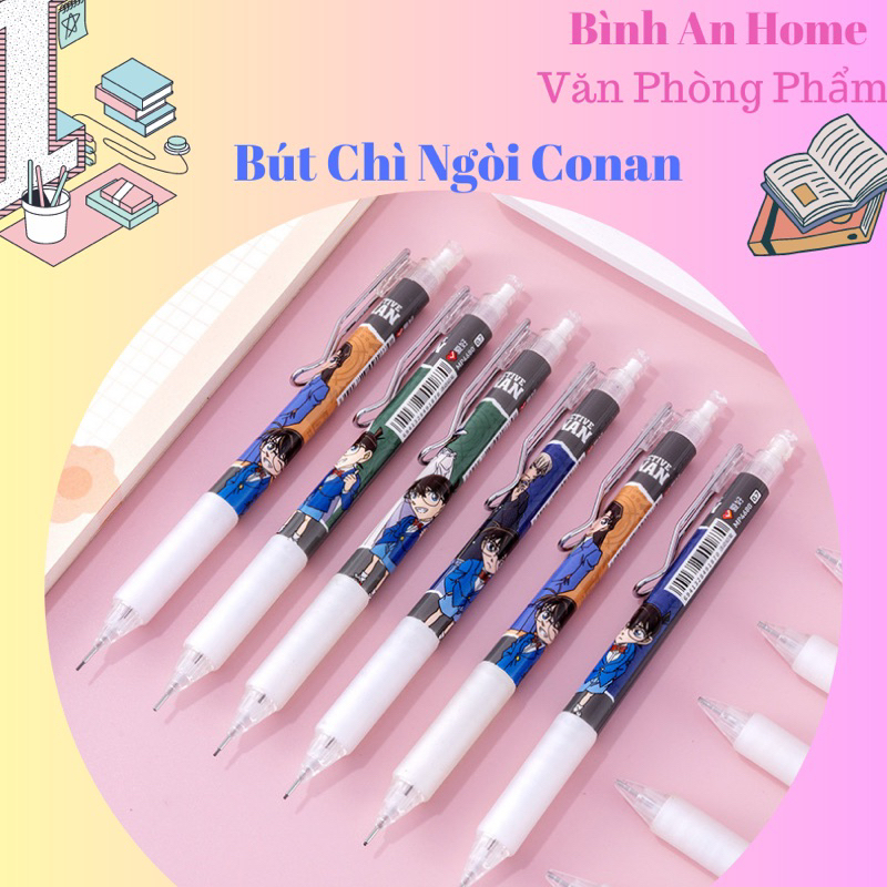 Bút Chì Bấm Hoạ Tiết Conan Ngồi Bút 0.5mm