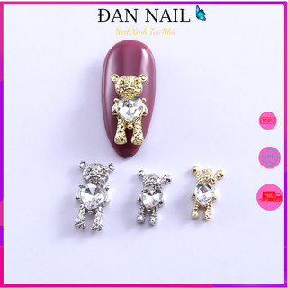 Charm gấu vàng bạc đính kim cương sang chảnh, cao cấp