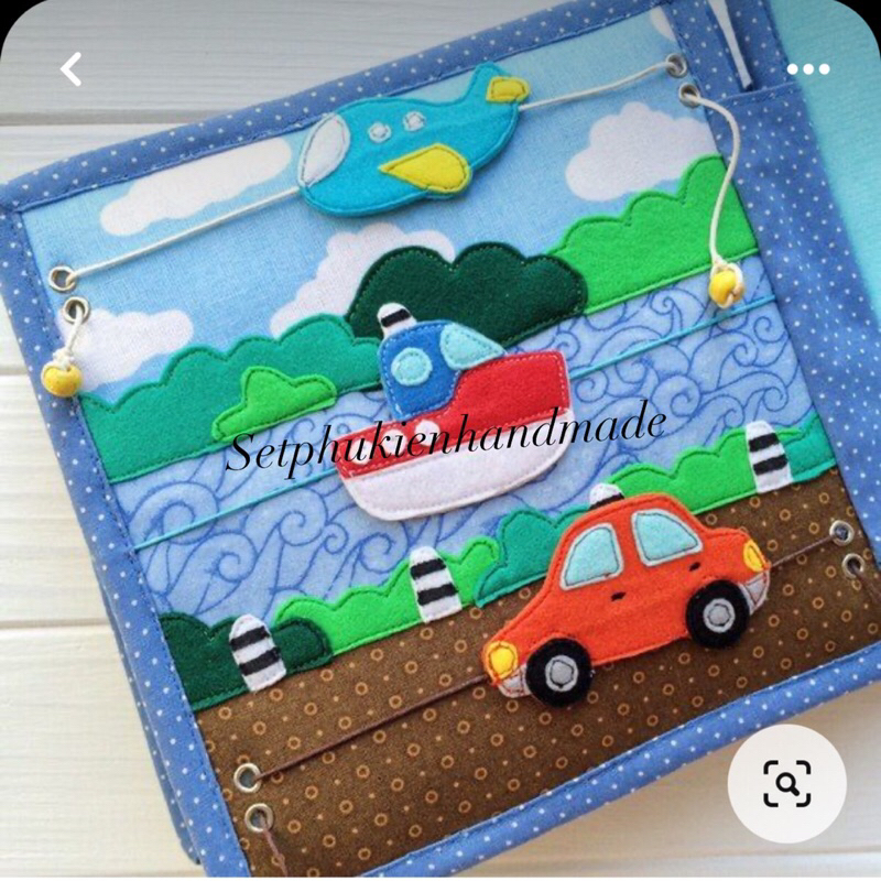 Set nguyên liệu 1 trang sách vải handmade Phương tiện giao thông thực hành thủ công, làm quà tặng sinh nhật, thôi nôi.