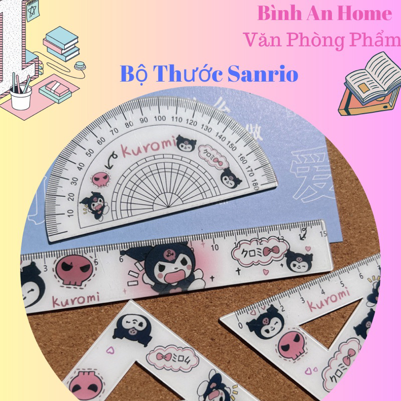 Bộ 4 Thước Kẻ SANRIO KUROMI Đáng Yêu Và Gấu Trắng