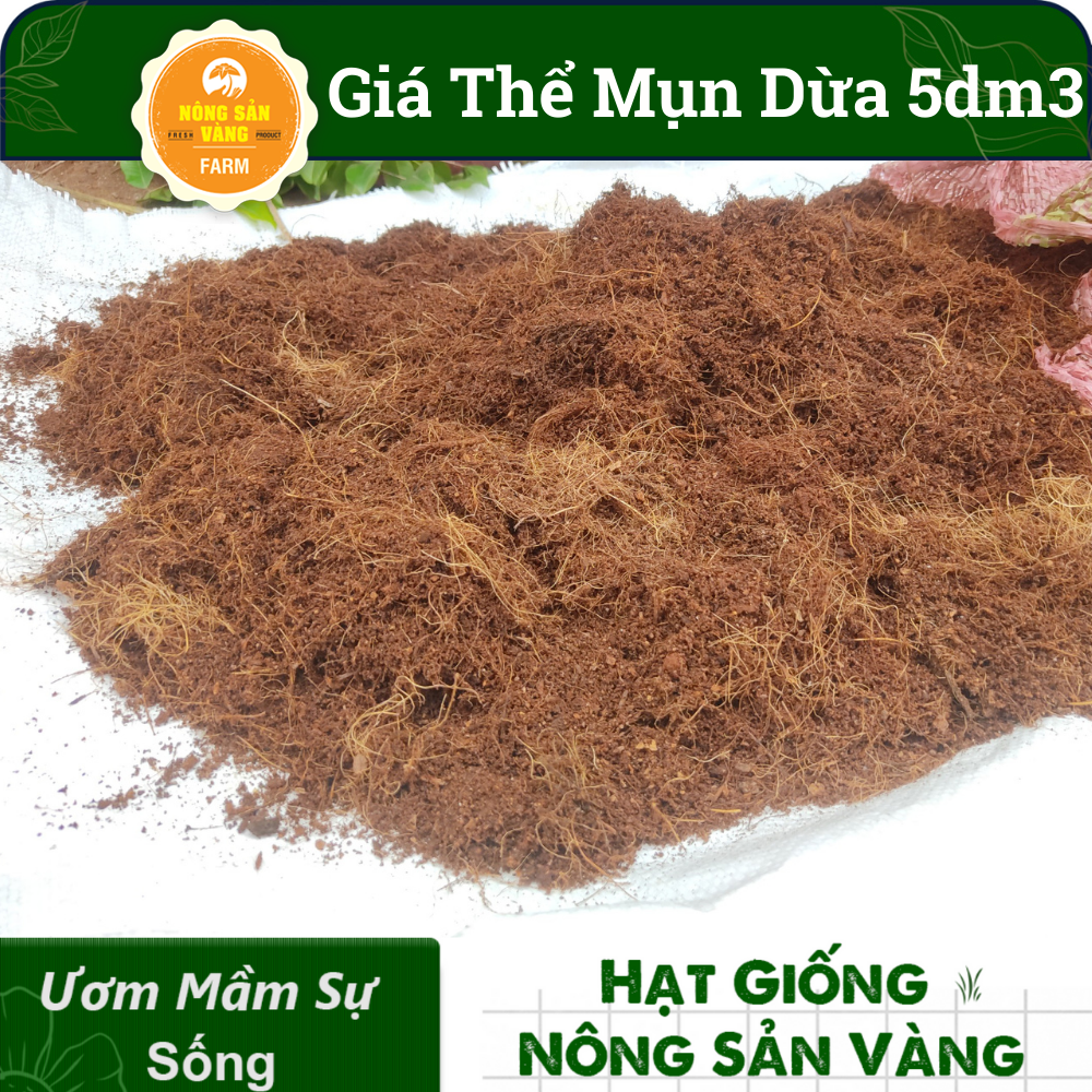 Giá Thể Mụn Dừa Sfarm Đã Qua Xử Lý Khử Sạch Mầm Bệnh - Túi 5 dm3 ~ 1.4kg, Làm Xốp Đất,Thoáng Khí, Duy Trì Độ Ẩm