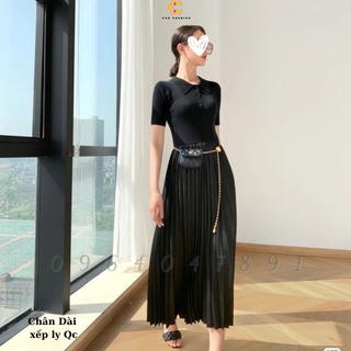 Chân váy xếp ly dáng dài QC, Chân váy dài kiểu công sở cao cấp kèm lót cho nữ thời trang C130