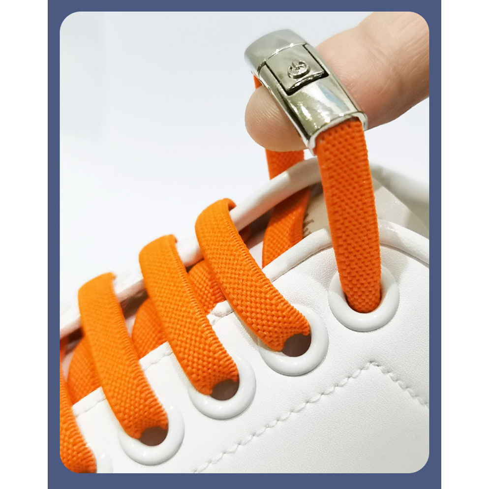Cặp dây giày co giãn không cần buộc size 8mm + khóa bấm kim loại tiện dụng cho giày thể thao trẻ em, người lớn - hickies