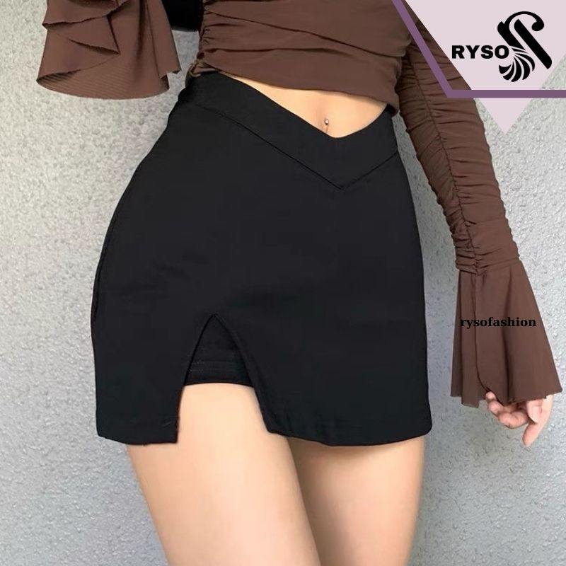 Chân váy cony xẻ đùi có khoá kéo RYSO FASHION, chữ A lưng cut v quần giả váy ngắn công sở Ryso Fashion