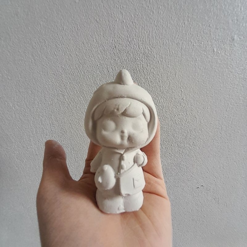 Tượng tô màu thạch cao em bé đeo cặp size 8cm