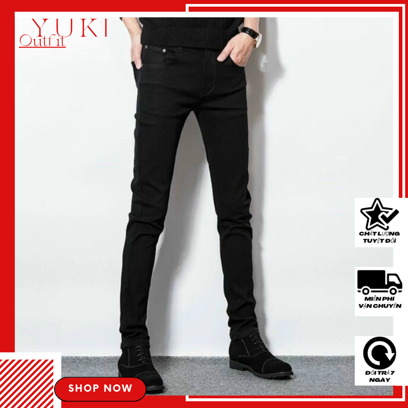 Quần jeans dài nam chất denim cao cấp dày dặn màu trơn phong cách thanh lịch tối giản YUKI OUTFIT 27 | BigBuy360 - bigbuy360.vn