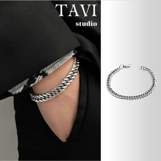 Vòng Tay Nam Nữ Lắc Tay Cuff Unisex TIN Phụ Kiện Trang Sức Tavi Studio Màu Bạc Dạng Chuỗi Xích Titan Không Gỉ
