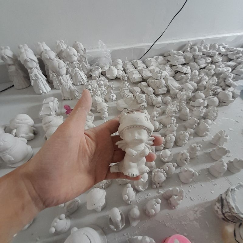 Tượng tô màu thạch cao khủng long size 8cm