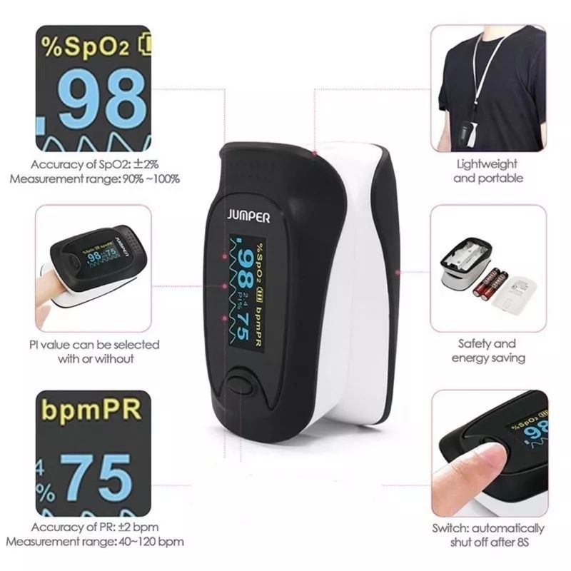 Máy đo oxy máu Spo2 JUMPER JPD-500D -  màn hình OLED chính hãng