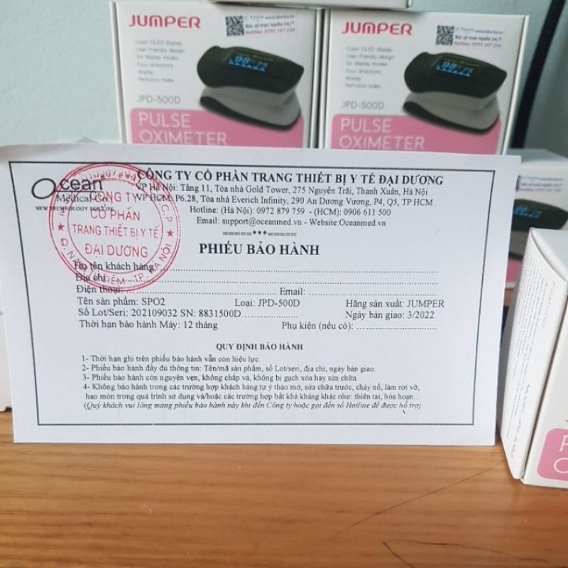 Máy đo oxy máu Spo2 JUMPER JPD-500D -  màn hình OLED chính hãng
