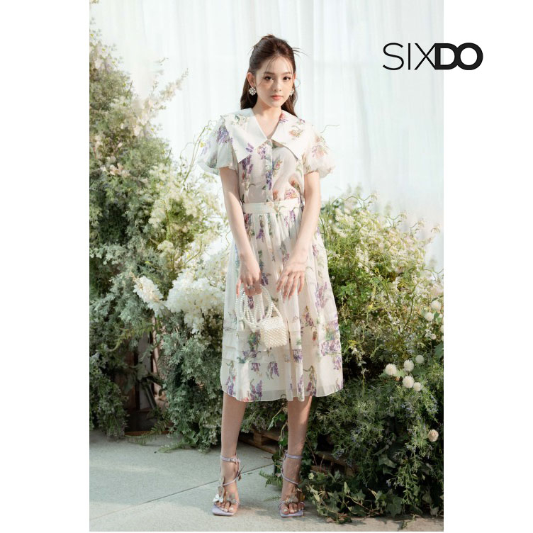 Áo sơ mi hoa lavender tay bồng nữ tính SIXDO-Z (Z-Cream Lavender Puff-sleeves Top)