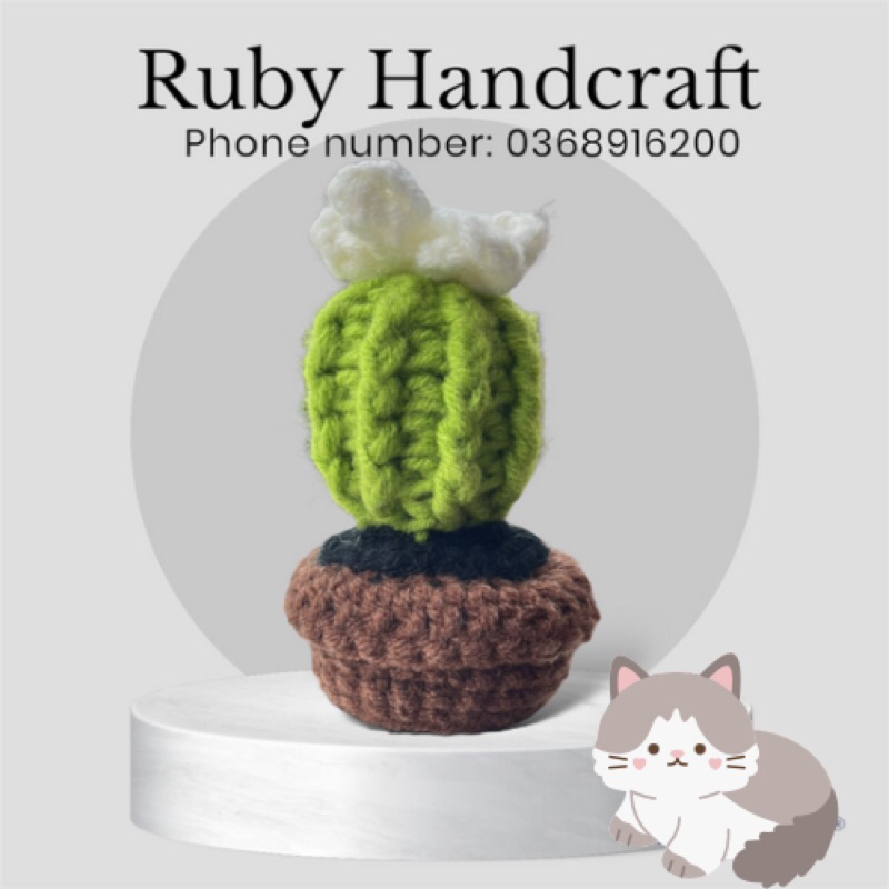 Chậu cây hoa xương rồng bằng len móc thủ công handmade làm quà tặng sinh nhật, decor trang trí để bàn, phụ kiện chụp ảnh