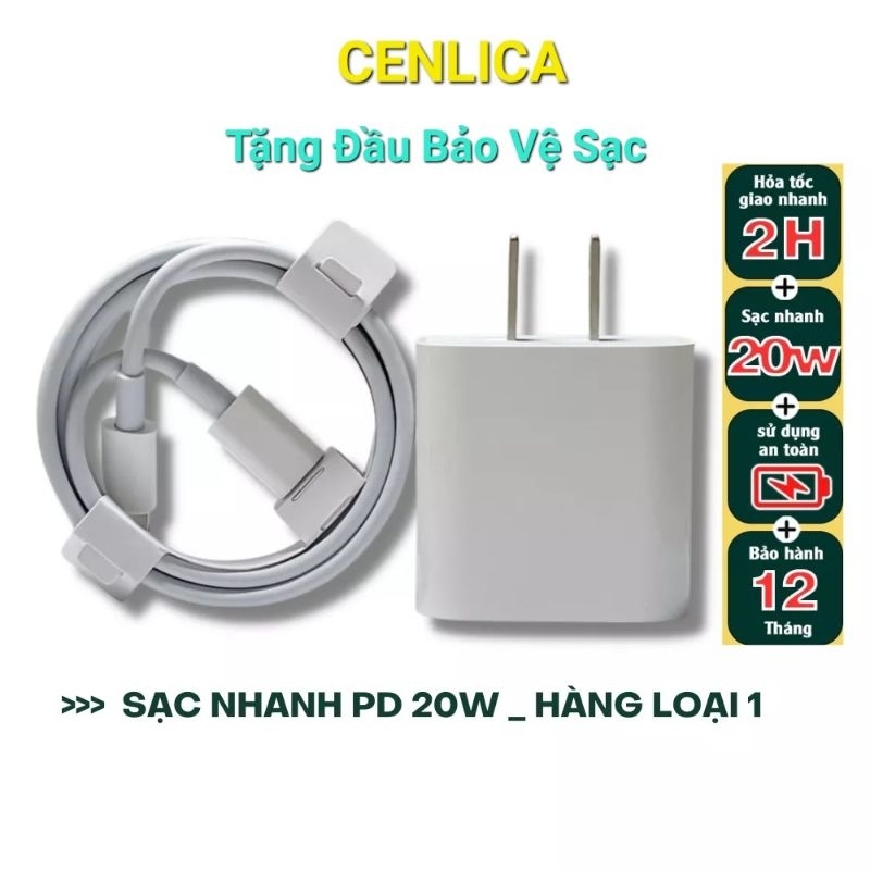 Bộ Sạc Nhanh PD 20 W CENLICA Sạc Siêu Nhanh,Không Nóng Máy,Có Chống Nổ,Lỗi 1 Đổi 1