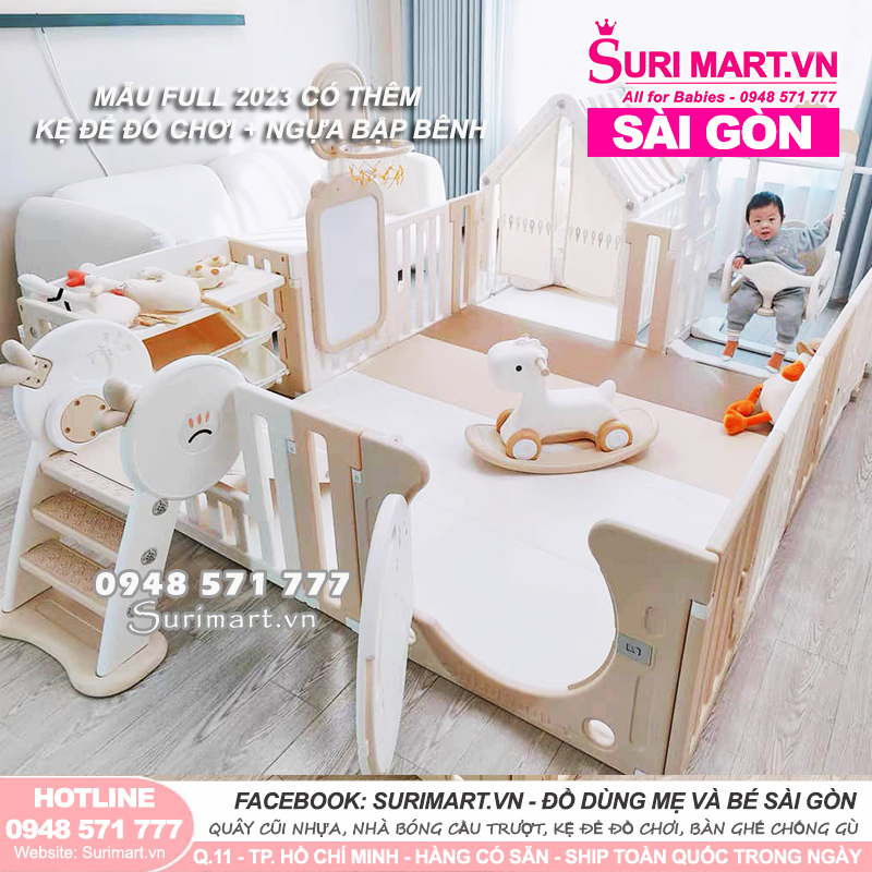 Set Quây Cũi Nhựa Liên Hoàn Newber fULL - Quây Cũi Cho Bé - Quây Gấu Mặt Trăng