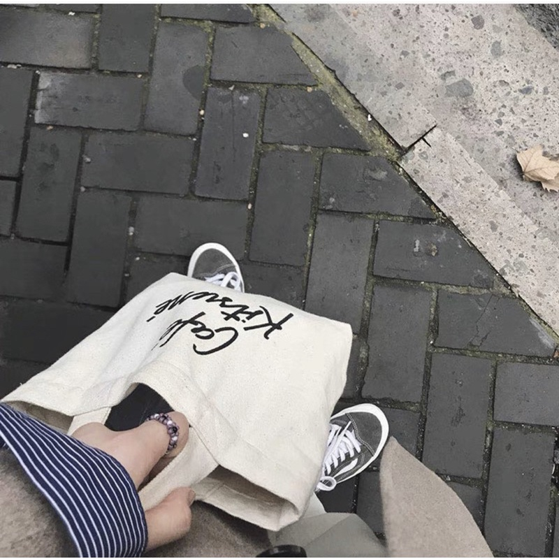 Túi Vải Canvas Tote Café Kitsuné phong cách Hàn Quốc siêu xinh, M49