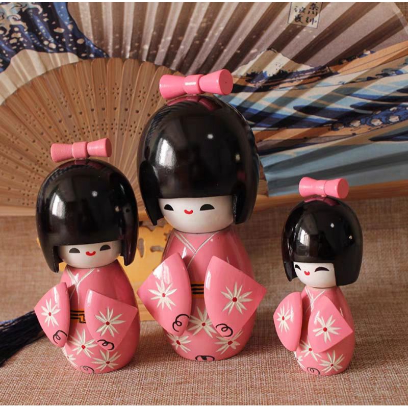 Búp bê Nhật Bản/Búp bê gỗ Kokeshi, 1 set gồm 3 búp bê