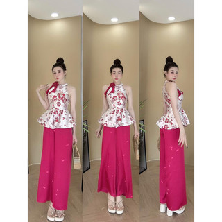 Set áo yếm hoa gấm cc kèm quần