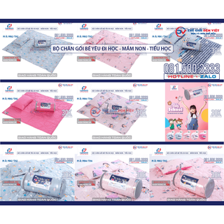 Bộ chăn gối cho bé yêu đi học – mầm non – tiểu học – hanvico - hàng chính hãng