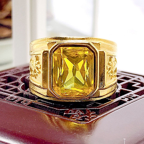 Nhẫn Nam Titan khắc Rồng sang trọng vĩnh viễn không đen-BM55