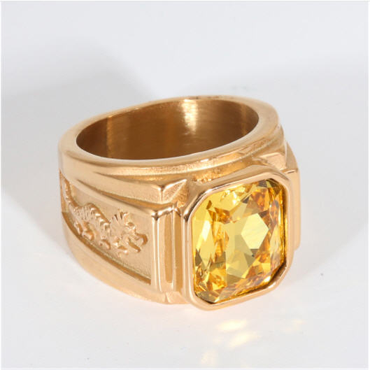 Nhẫn Nam Titan khắc Rồng sang trọng vĩnh viễn không đen-BM55