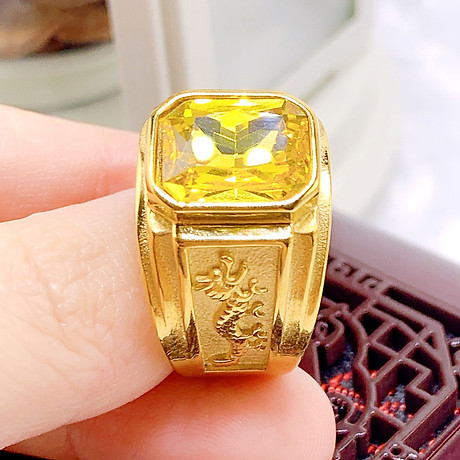 Nhẫn Nam Titan khắc Rồng sang trọng vĩnh viễn không đen-BM55