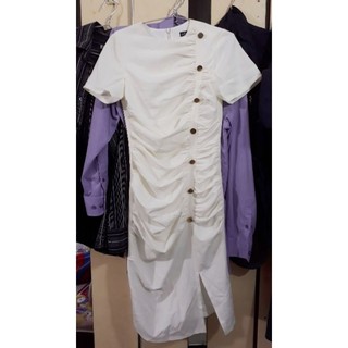 Đầm midi nhún đính nút Edini sz S (271)