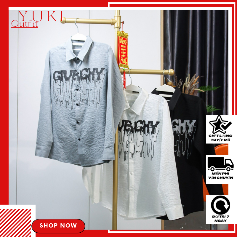 Áo sơ mi tay dài nam nữ chất vải đũi cao cấp co dãn nhẹ phối ba màu in chữ YUKI OUTFIT | BigBuy360 - bigbuy360.vn