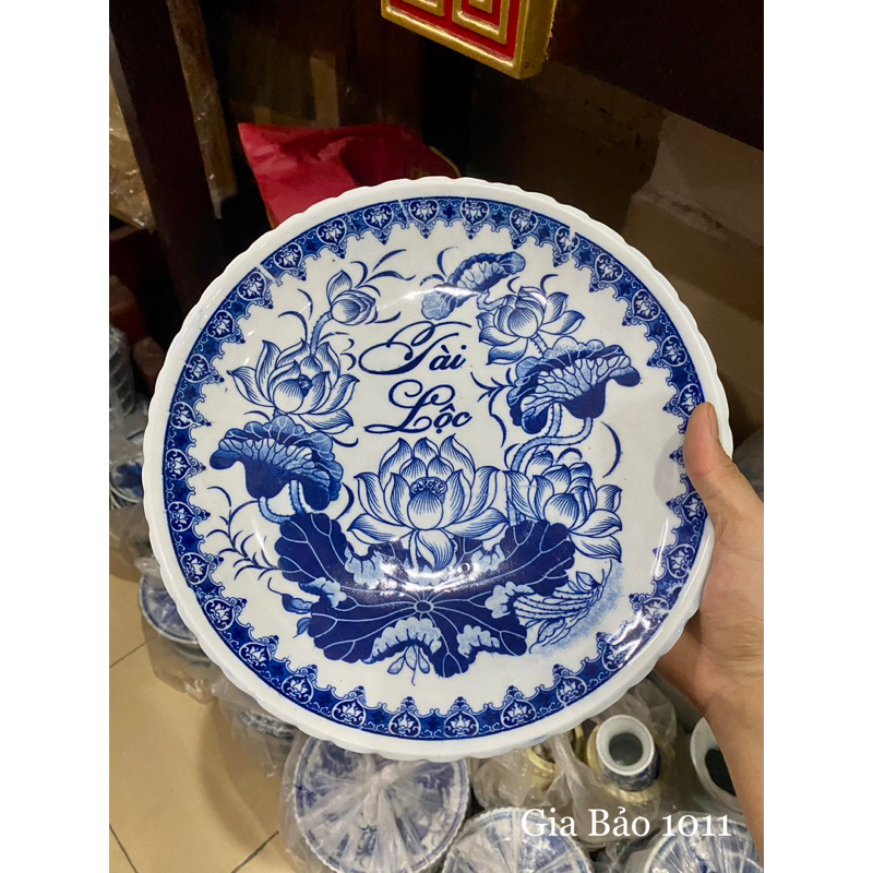 Đĩa thờ men lam 26-28-30cm