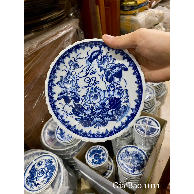 Đĩa thờ men lam 26-28-30cm