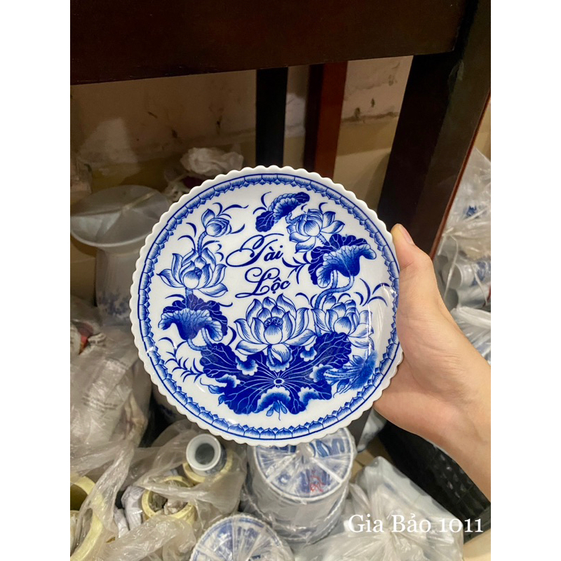 Đĩa thờ men lam 26-28-30cm