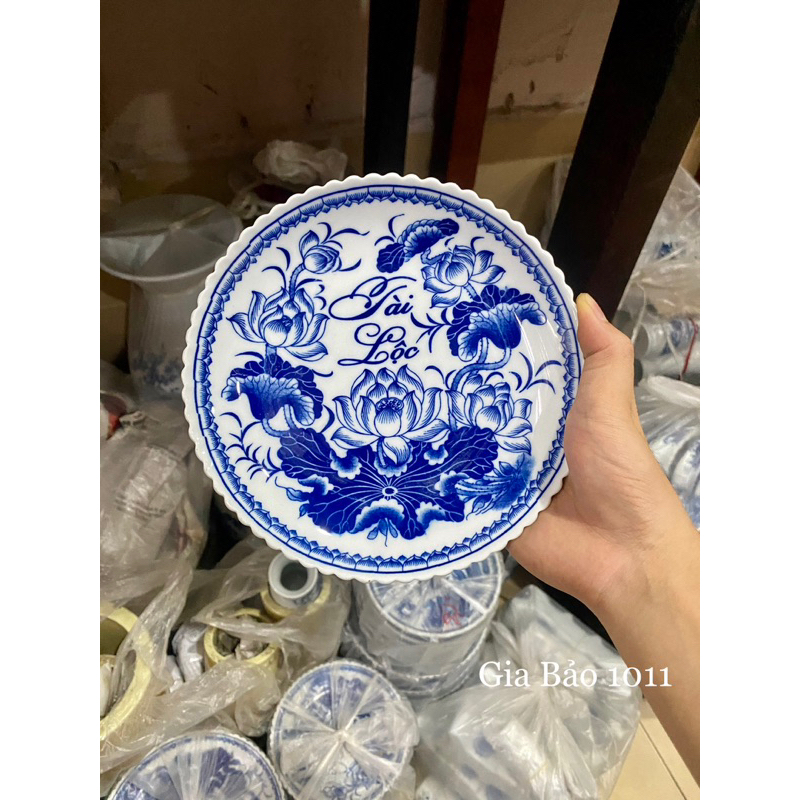 Đĩa thờ men lam 26-28-30cm