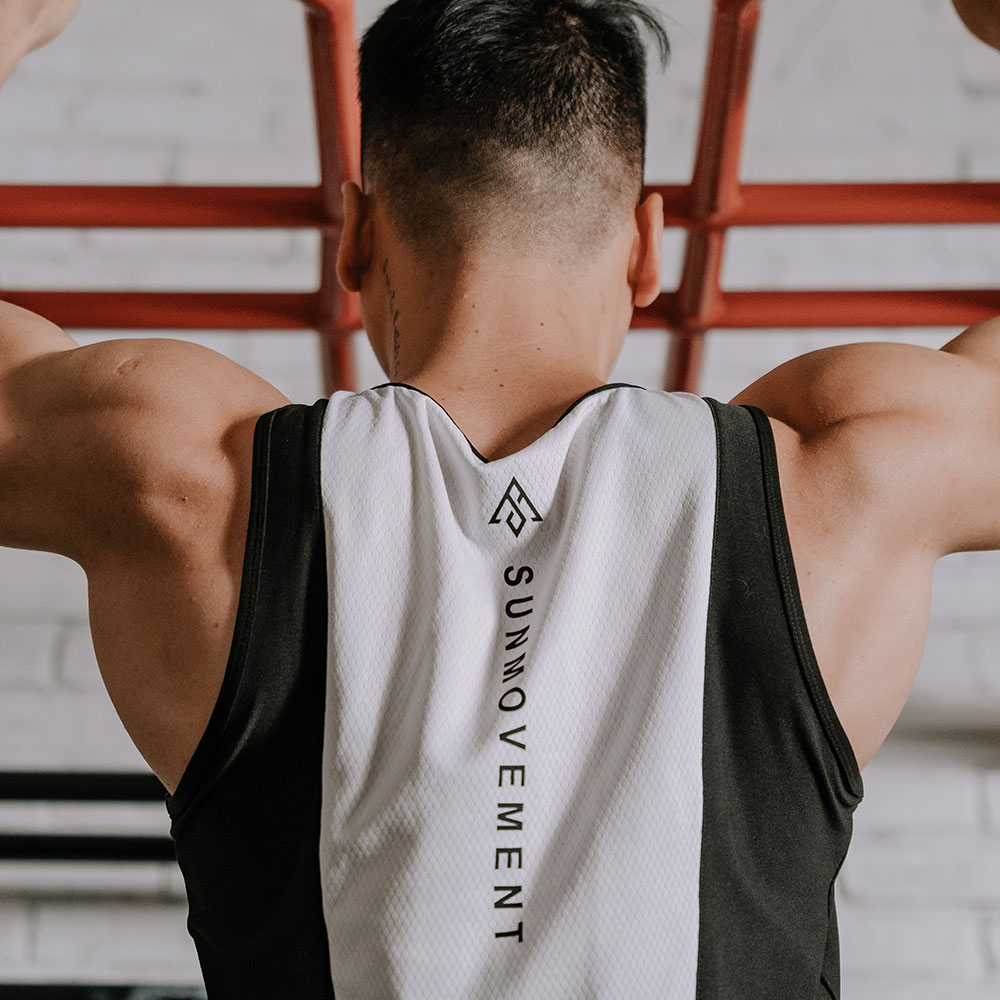 Áo Tank Top Sun Movement cao cấp, màu trắng xám, co giãn, thoáng mát