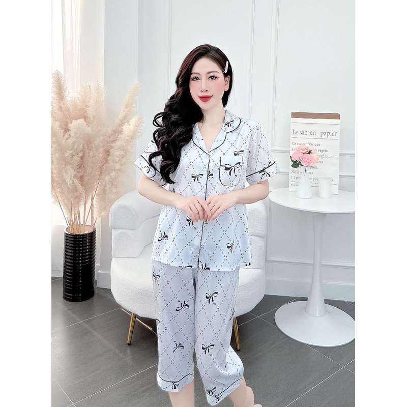 Đồ Bộ lụa ⚡️ẢNH SHOP CHỤP⚡️ Quần lửng xinh mặc tiện lợi ở nhà hay dạo phố - Thời trang mặc nhà , pijama 2022