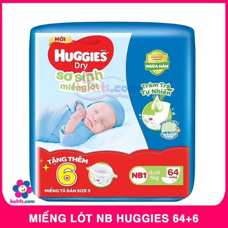 《HCM》Miếng lót sơ sinh Huggies dành cho bé dưới 5kg dùng chung tã vải :  NB1-100+9 /  NB2 - 60 / NB1-56+4