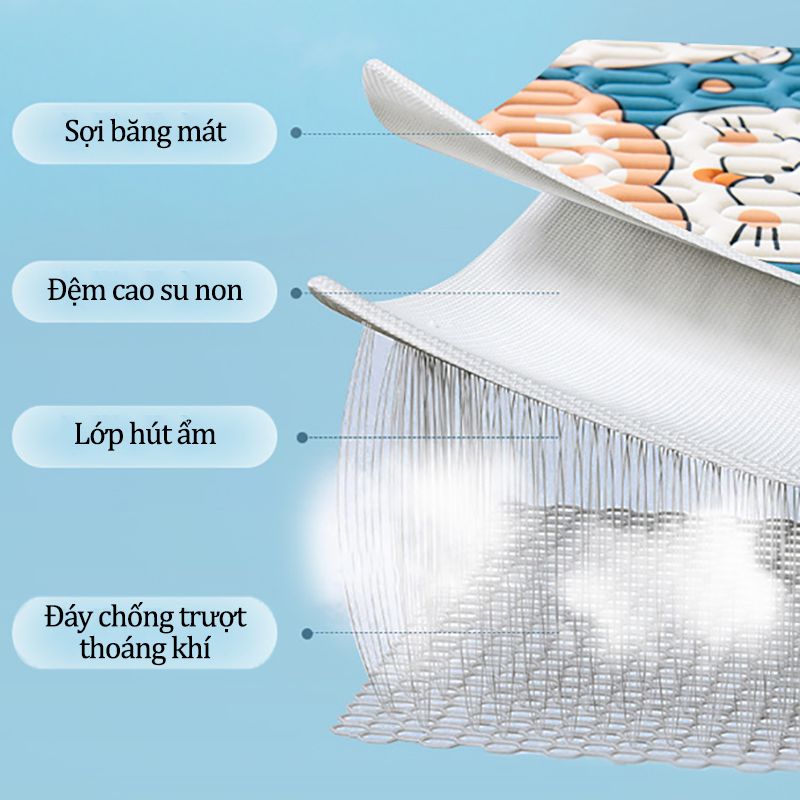 Chiếu Điều Hoà Cao Su Non Cho Bé 5D 60x120 Cm Siêu Mát Chiếu Cao Su Non Giúp Bé Ngủ Ngon Kiêm Đệm Ngủ Cho Bé Sơ Sinh