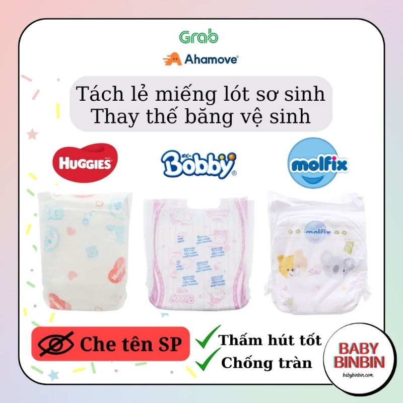 《HCM》Miếng lót sơ sinh Huggies dành cho bé dưới 5kg dùng chung tã vải :  NB1-100+9 /  NB2 - 60 / NB1-56+4