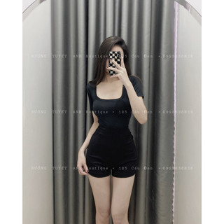 Áo croptop cổ U lụa mềm
