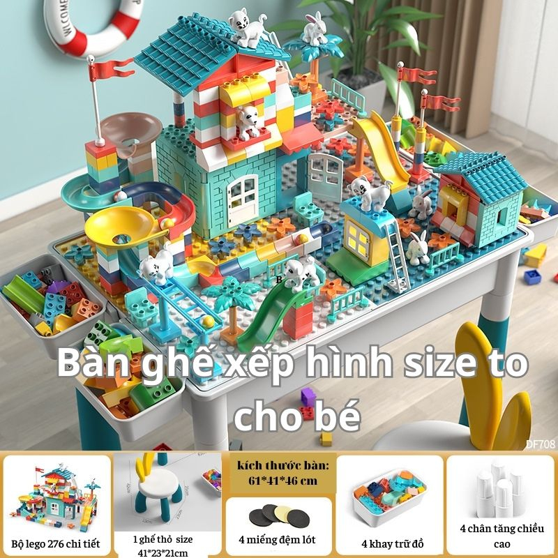 Bàn xếp hình bàn lắp ghép lego đa năng size lớn cao cấp kèm bộ lego siêu