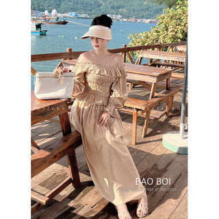 Set tơ trễ vai thân chun