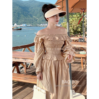 Set tơ trễ vai thân chun