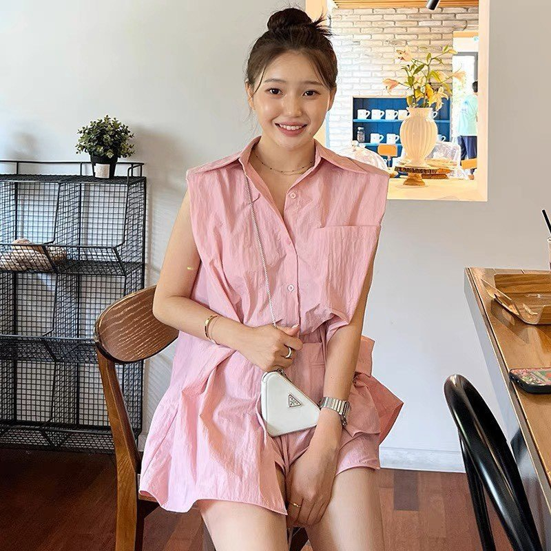 SET ÁO SƠ MI SÁT NÁCH TÚI + QUẦN SHORT 2 MÀU (TH)