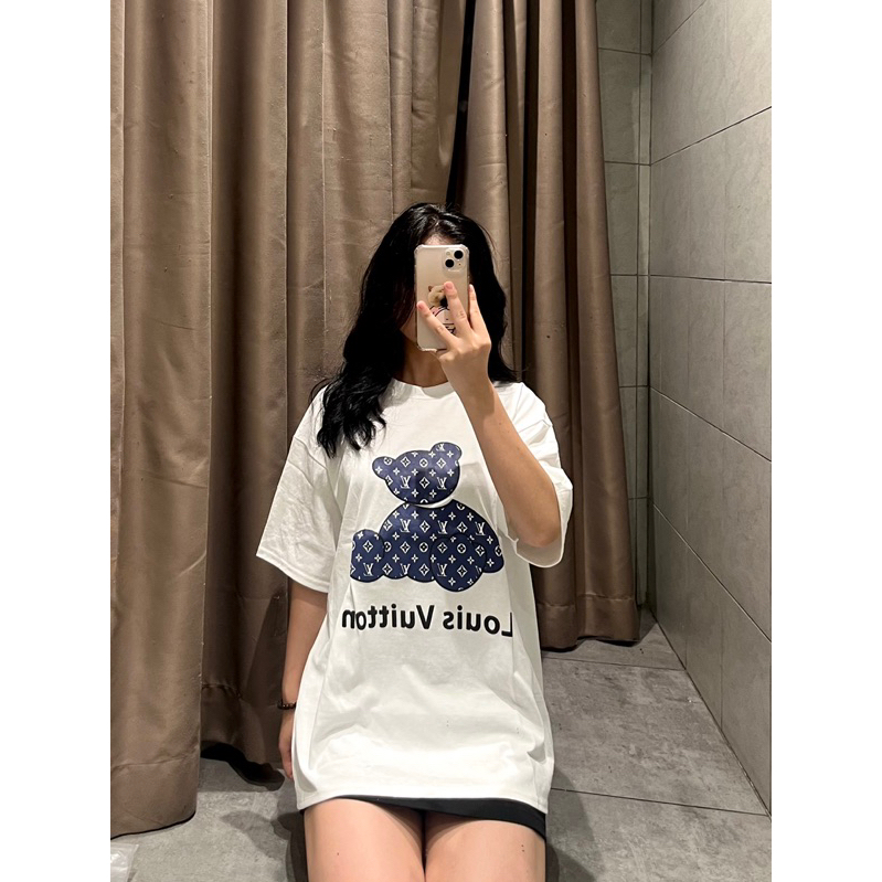 Áo Thun Tay Lỡ Form Rộng Unisex , Chất Cotton Khô - T shirt gấu Louis Vuitton